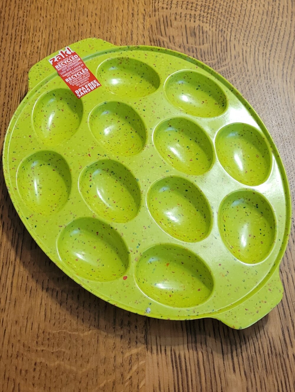 Zak! designs Confetti Melamine Deviled Egg Platter - Lime green + speckles